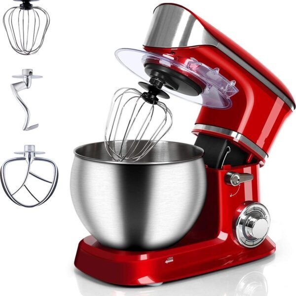 Planetary Mixer - 6 speed Settings - Stainless Steel Mixing Bowl 6.5 L- 1900W - Red - Royalty Line