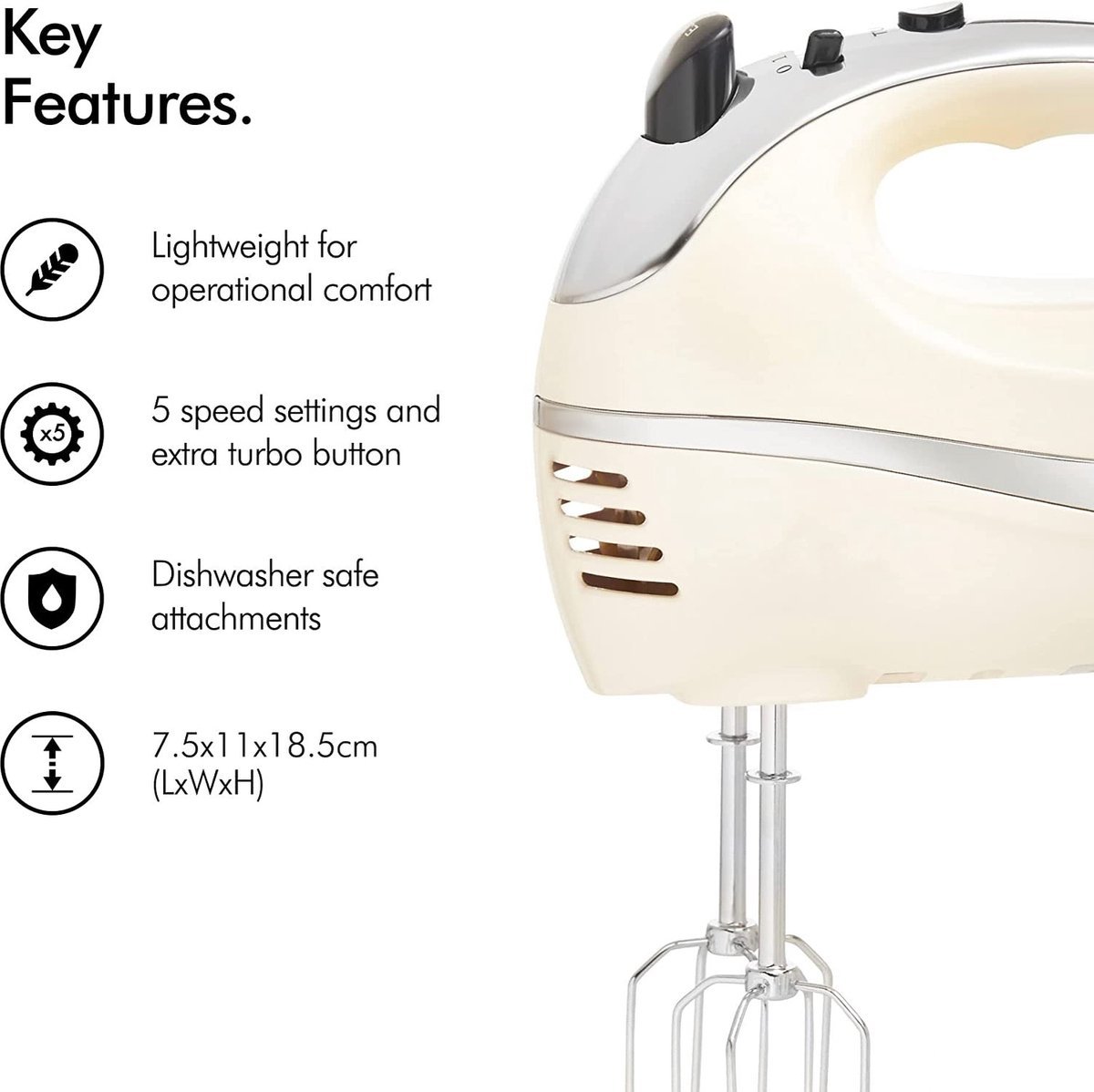 Hand Mixer – 300W – Mixer & Beaters & Whisk – Mixers – White / Purple –  Royalty Line – Nour House