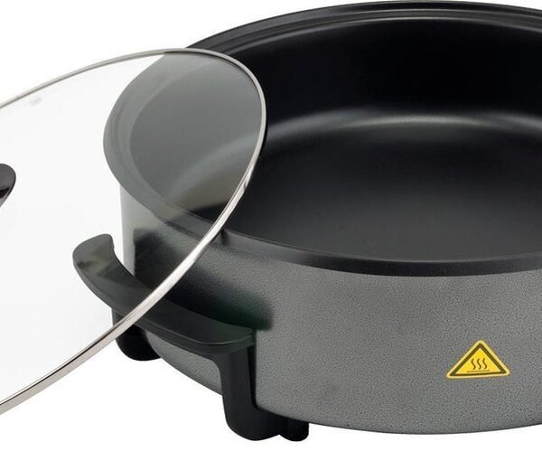 Electric Party Pan with Glass Lid and Non-Stick Coating - 5 Adjustable Heat Levels - 1500W - Ø36cm - Black