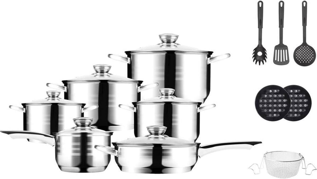 Royalty Line RL-1802: 18 Pieces Stainless Steel Cookware Set w/ Various  Utensils Royalty Line RL-1802 : Wholesale Dropshipping Supplier in Europe