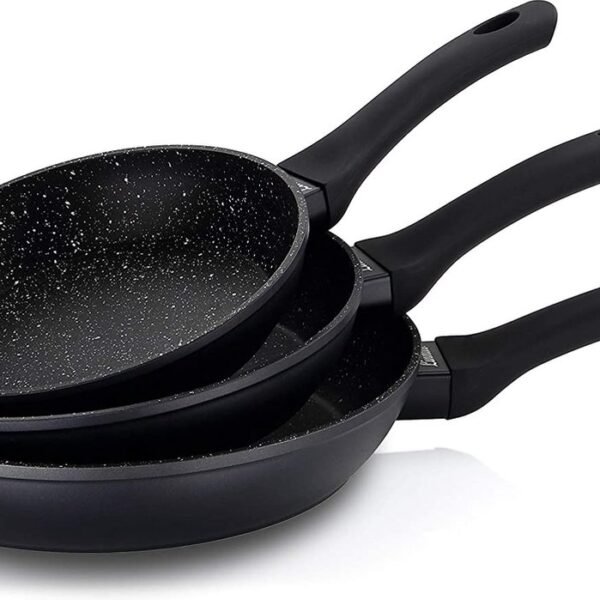 Frypans SET - Forged Alu - Non Stick Marble Coated - ø 20/24/28 cm - BLACK - Royalty Line