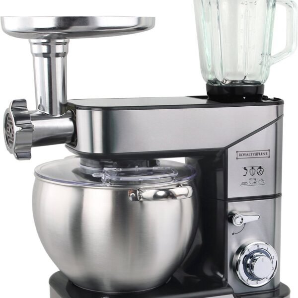 Planetary Mixer With Blender, Meat Grinder, Whisk, Dough Hook, Mixing Hook - 2500W - 10 Liters stainless Steel Bowl - Royalty Line