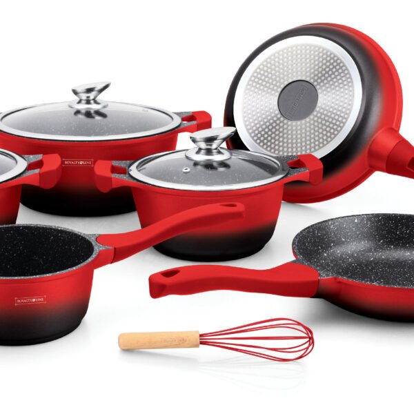 Cookware Gold Collection - Die Cast Alu - 10Pcs - RED/BLACK - Royalty Line