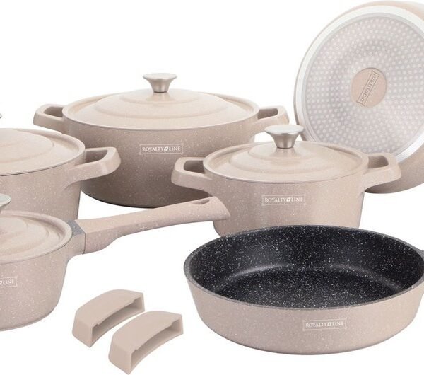 Cookware Set Die Cast Alu - 14Pcs -  BEIGE - Royalty Line