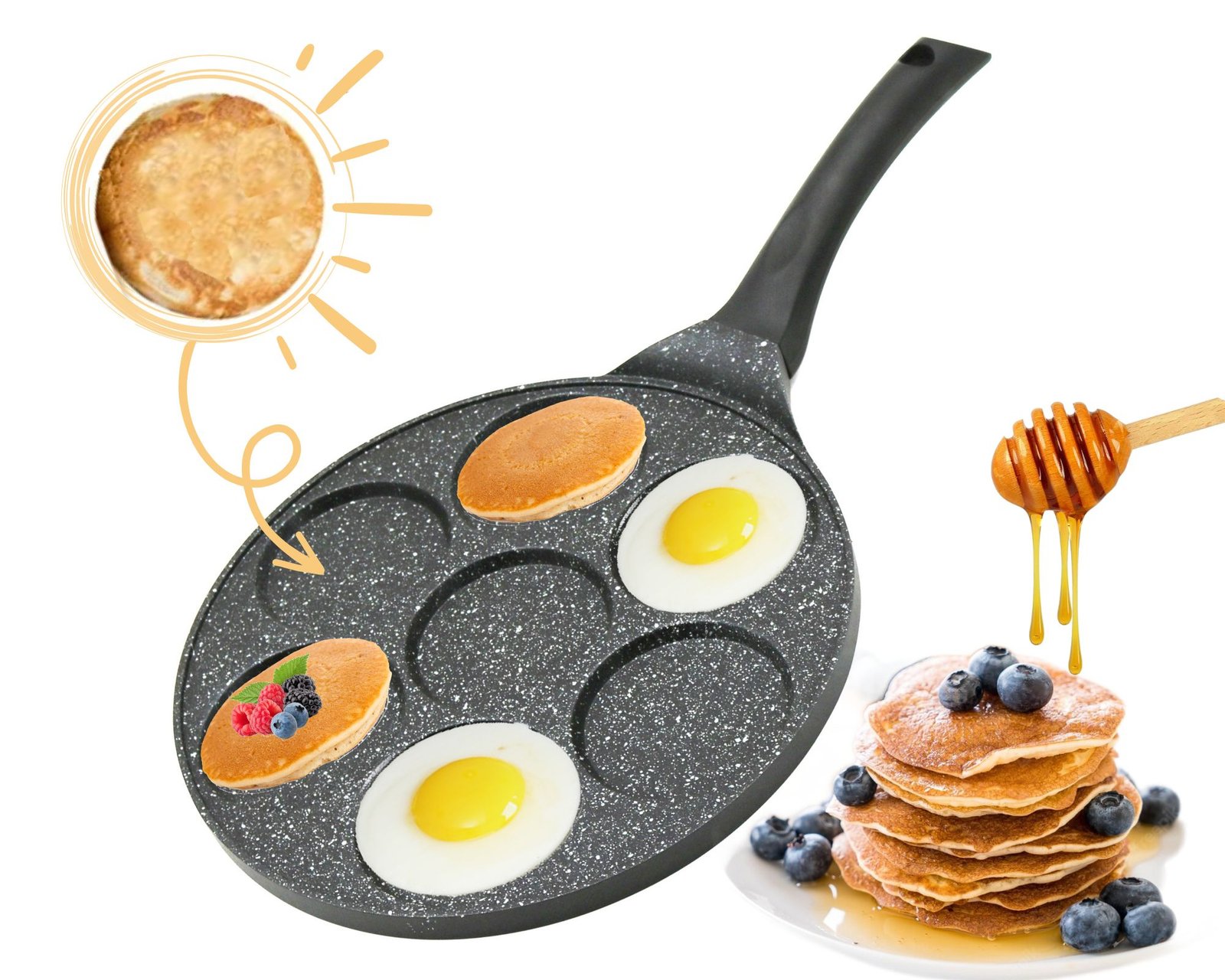 Pancake pan - 7 Hole - Marble coating - Cheffinger