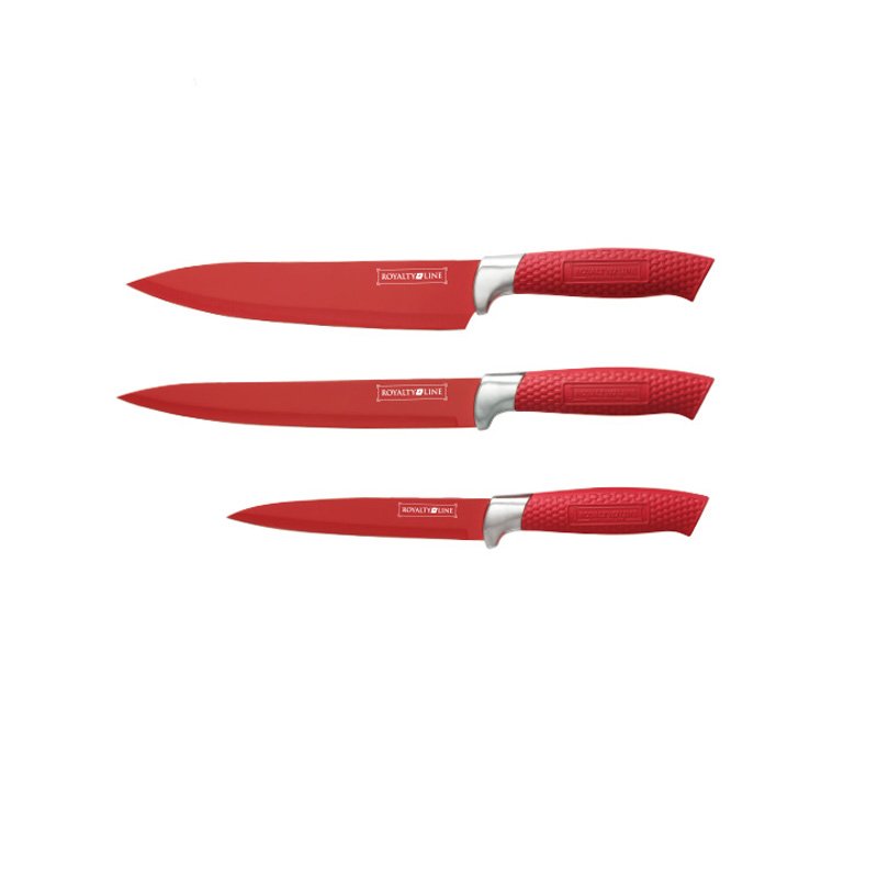 Knife Set - Non-stick coating - 3pcs - Royalty Line - Red